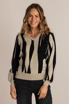 Trui Suvi Zwart/taupe
