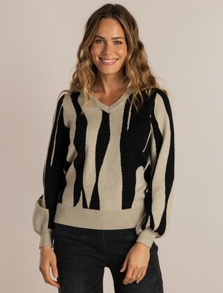 Trui Suvi Zwart/taupe