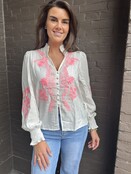 Blouse Olivia Wit/Roze