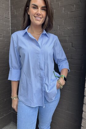 Blouse Yvon Streep Blauw
