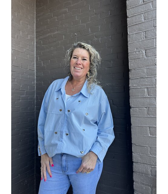 Blouse Hart studs blauw