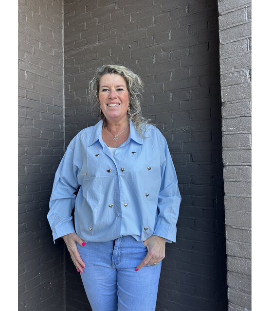 Blouse Hart studs blauw