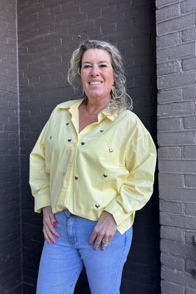 Blouse Hart studs geel