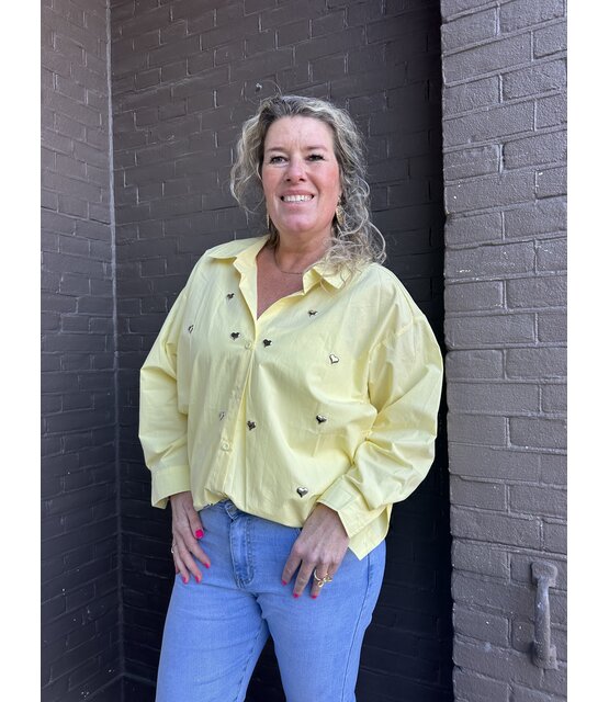 Blouse Hart studs geel