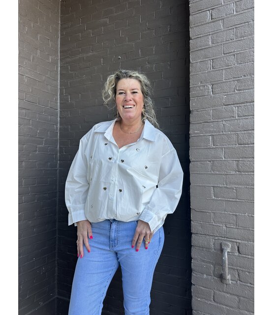 Blouse Hart studs wit