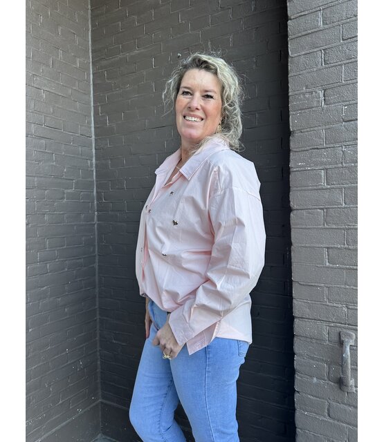 Blouse Hart studs roze