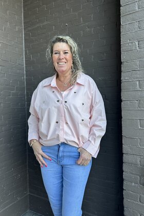 Blouse Hart studs roze