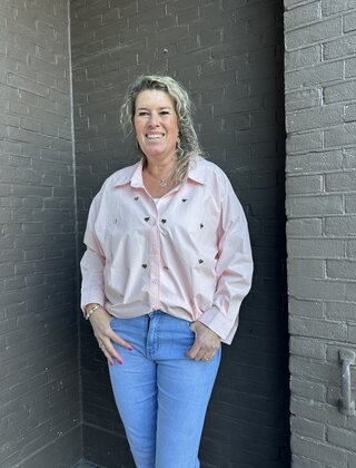 Blouse Hart studs roze