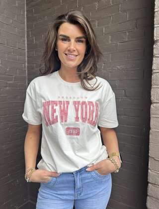 T-Shirt New York Roze