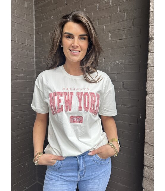 T-Shirt New York Roze
