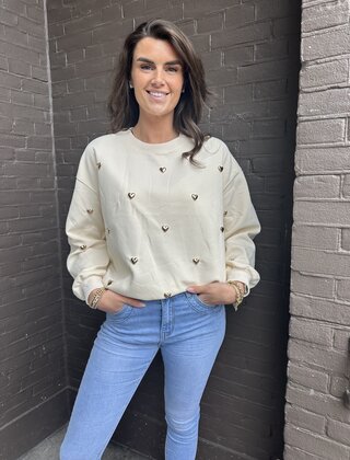 Trui Hart Studs Beige