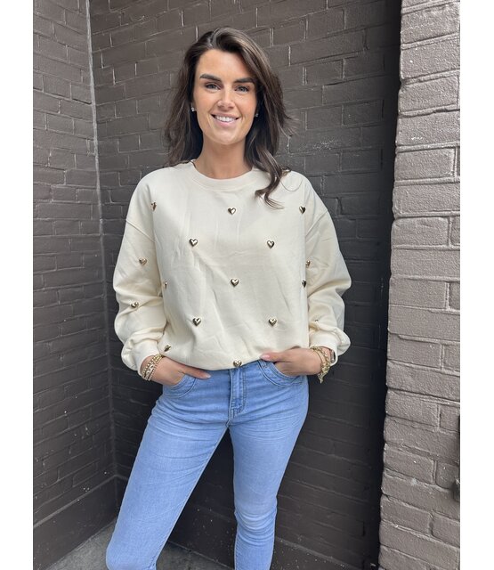 Trui Hart Studs Beige