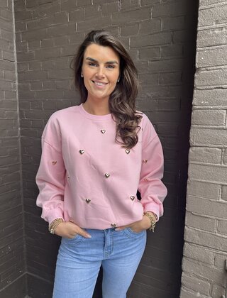 Trui Hart Studs Roze