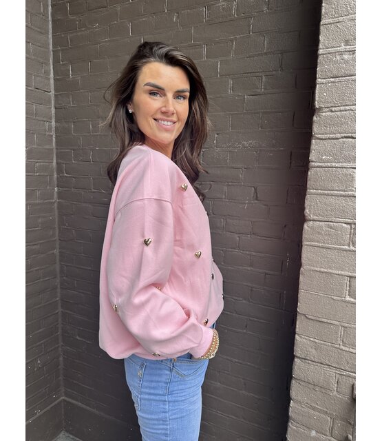 Trui Hart Studs Roze