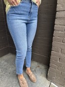 Jeans Mom Strass Blauw