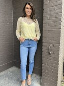 Jeans Mom Strass Blauw