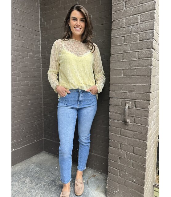 Jeans Mom Strass Blauw