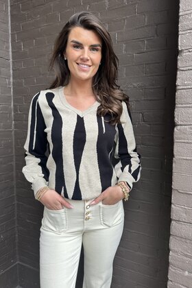 Trui Suvi Zwart/taupe