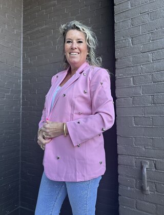 Blazer Hart studs roze