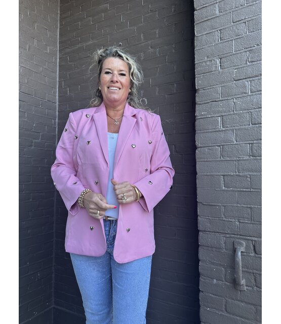 Blazer Hart studs roze