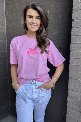 T-shirt Ciao Bella Roze