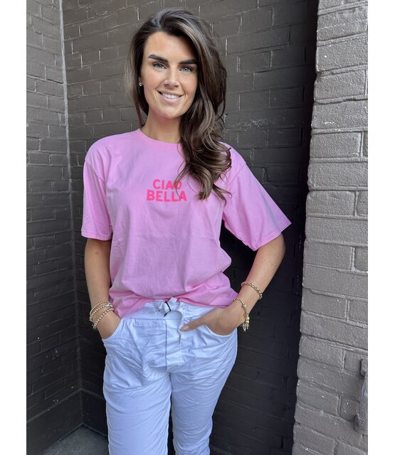 T-shirt Ciao Bella Roze