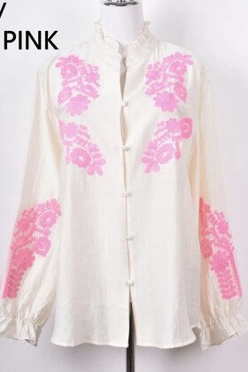Blouse Flower Ecru/Pink