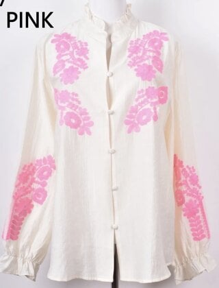 Blouse Flower Ecru/Pink