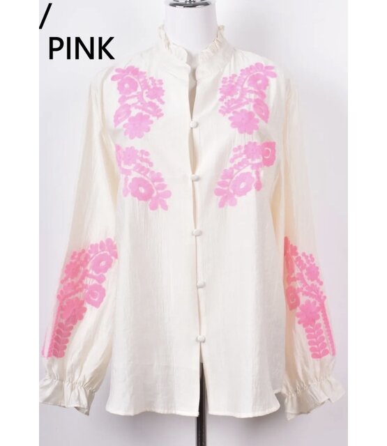 Blouse Flower Ecru/Pink