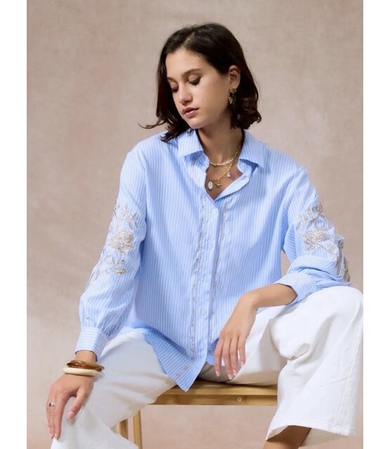 Blouse Flower Blauw/Goud