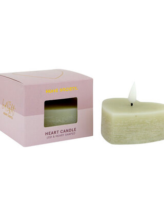 Led Kaars Hart Beige