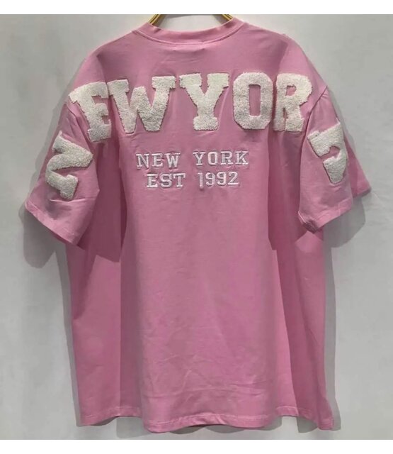 T-shirt New York Roze