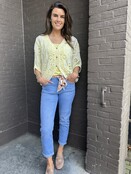 Jeans Mom + Sjaalriem Lichtblauw