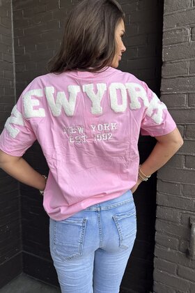 T-shirt New York Roze
