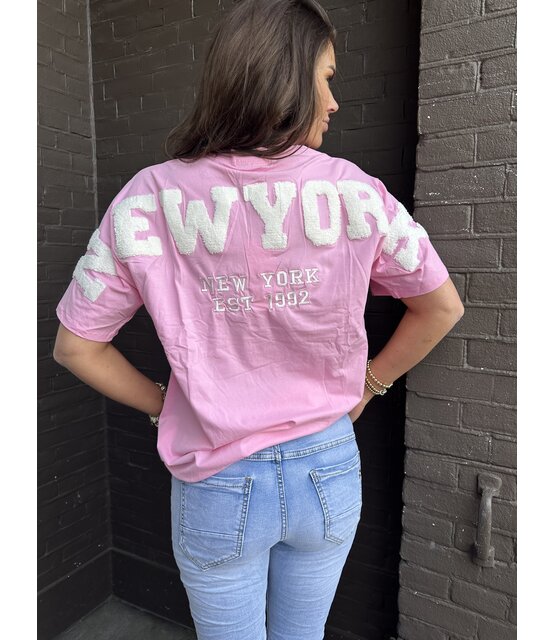 T-shirt New York Roze