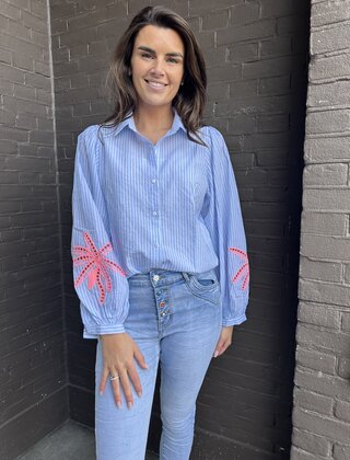 Blouse Palmboom Blauw