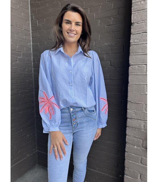 Blouse Palmboom Blauw