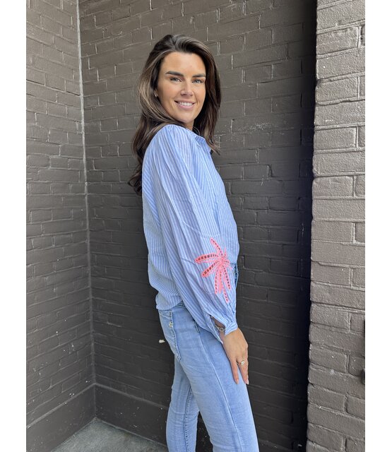Blouse Palmboom Blauw