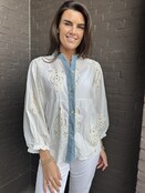 Blouse Romy Off-white/Denim
