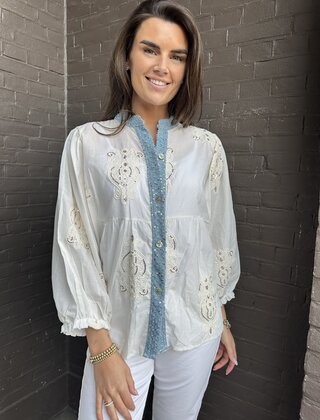 Blouse Romy Off-white/Denim