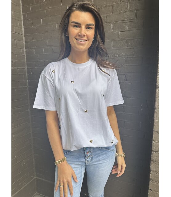 T-shirt Hart Wit/goud