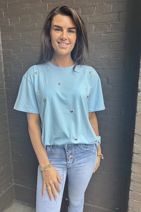 T-shirt Hart Blauw/goud