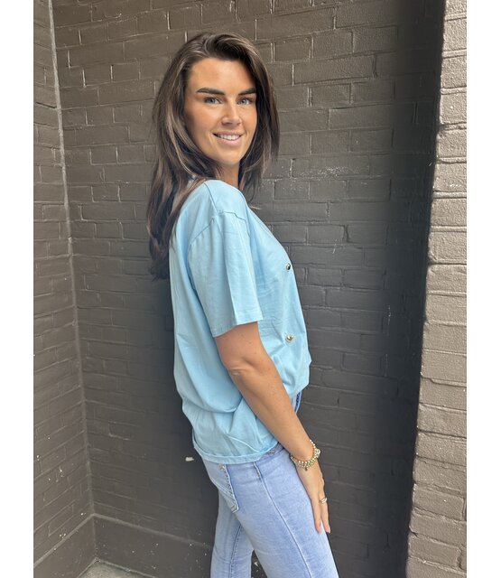 T-shirt Hart Blauw/goud