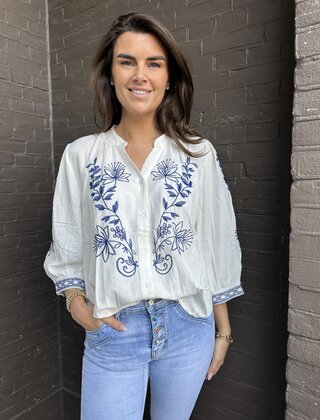 Blouse Tara Wit/Blauw