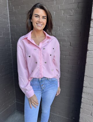 Blouse Love roze