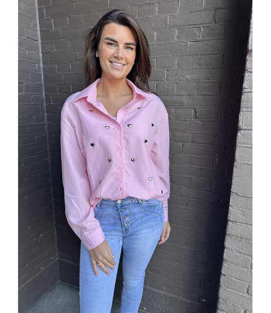 Blouse Love roze