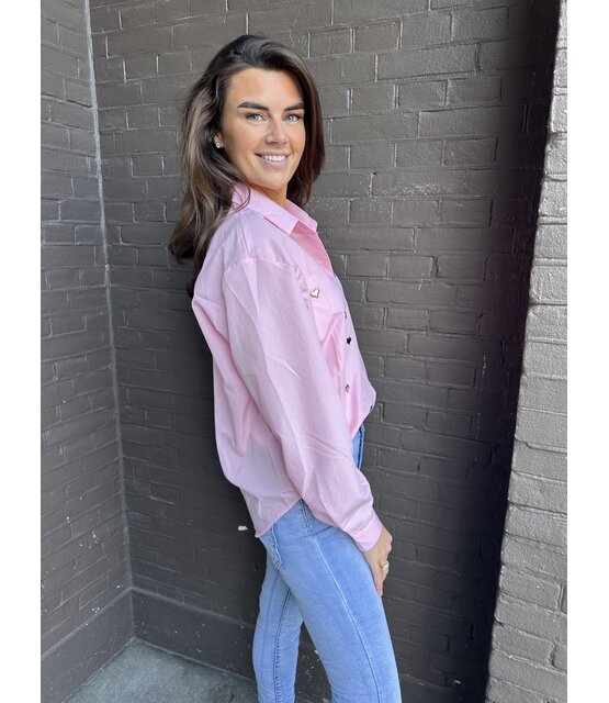 Blouse Love roze