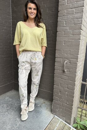 Broek Flower Beige