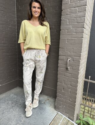 Broek Flower Beige
