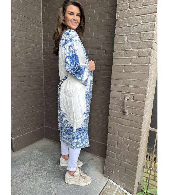 Kimono Santorini Wit/Blauw